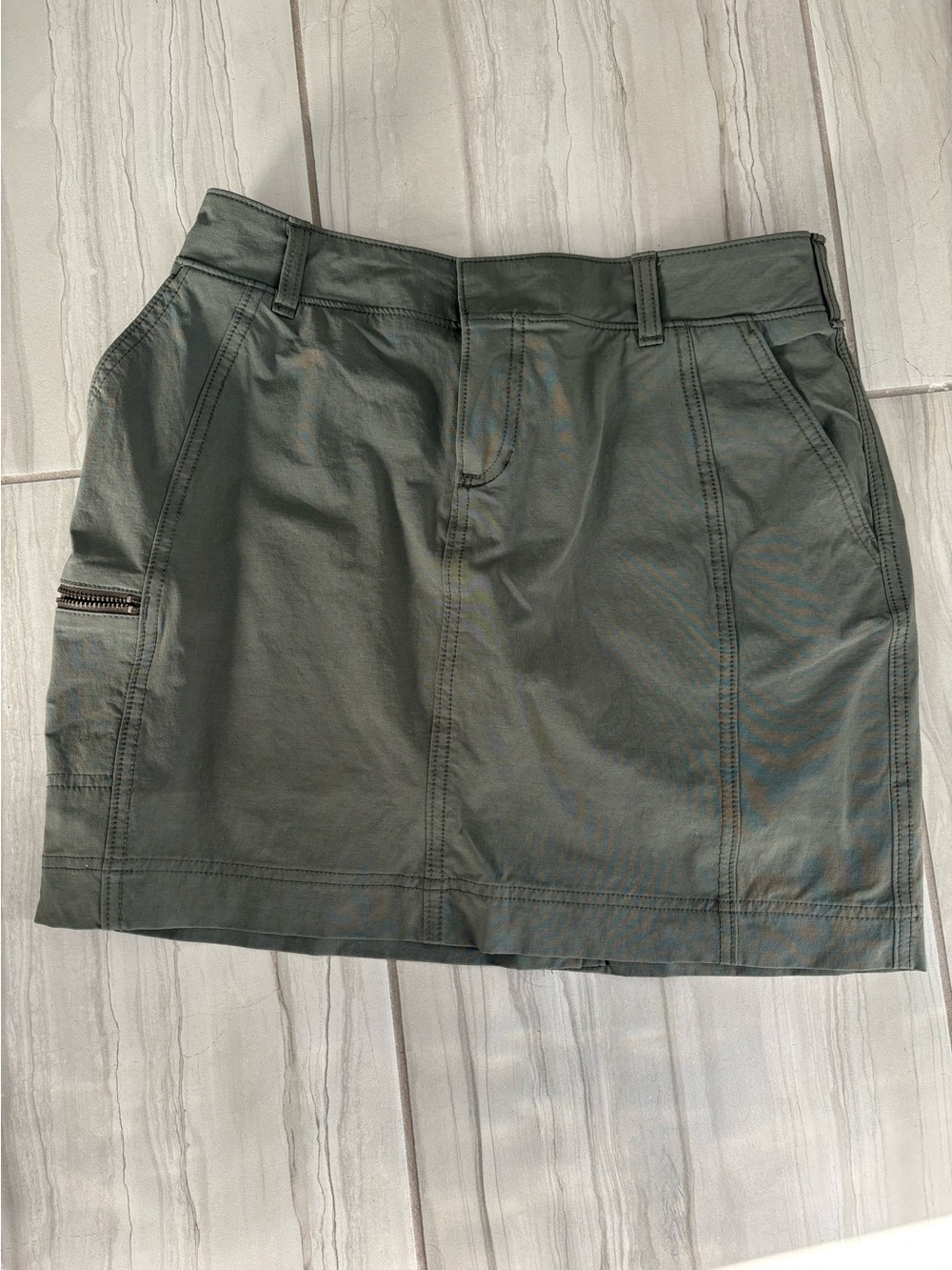 Athleta Olive Green Utility Mini Skirt with Zip Pocket